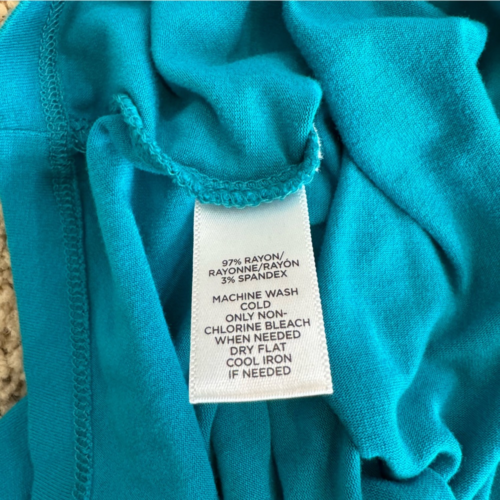 Loft Blue Jersey Knit Sleeveless Dress layered top & stretch waist. Size Small - Picture 6 of 7
